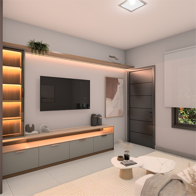 Living integrado salas de estar e jantar