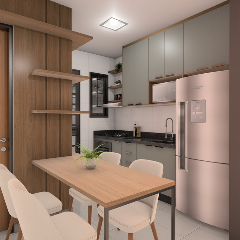 Living integrado salas de estar e jantar